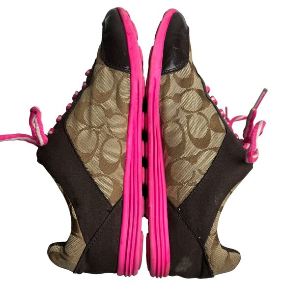 Coach Drita Sneakers Vintage Y2K Logo Trainer Brown Pink Size 8.5 - Picture 4 of 8